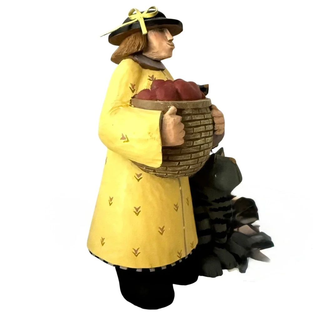 Vtg Williraye Studio Figurine Harvesting Love Yellow Cat Resin Folk Art Mint